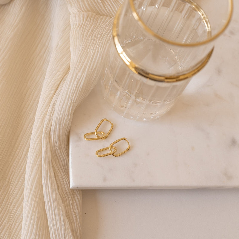 Dangle Link Earrings by Dings Jewel•Minimalist Gold Earrings • Perfect Gift for Her