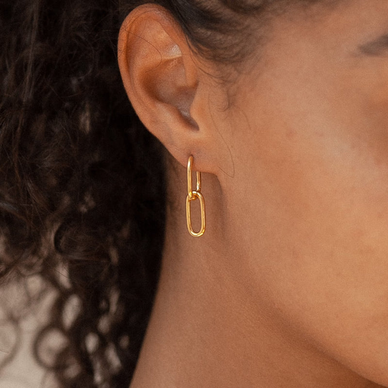 Dangle Link Earrings by Dings Jewel•Minimalist Gold Earrings • Perfect Gift for Her