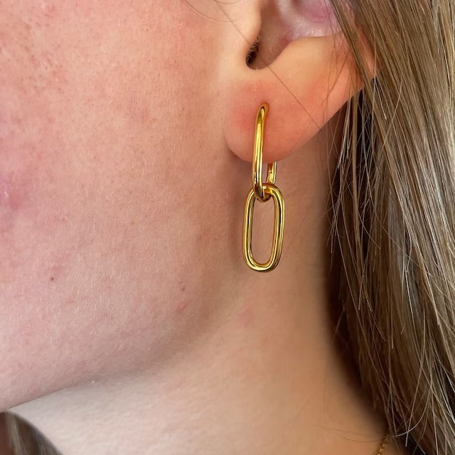 Dangle Link Earrings by Dings Jewel•Minimalist Gold Earrings • Perfect Gift for Her